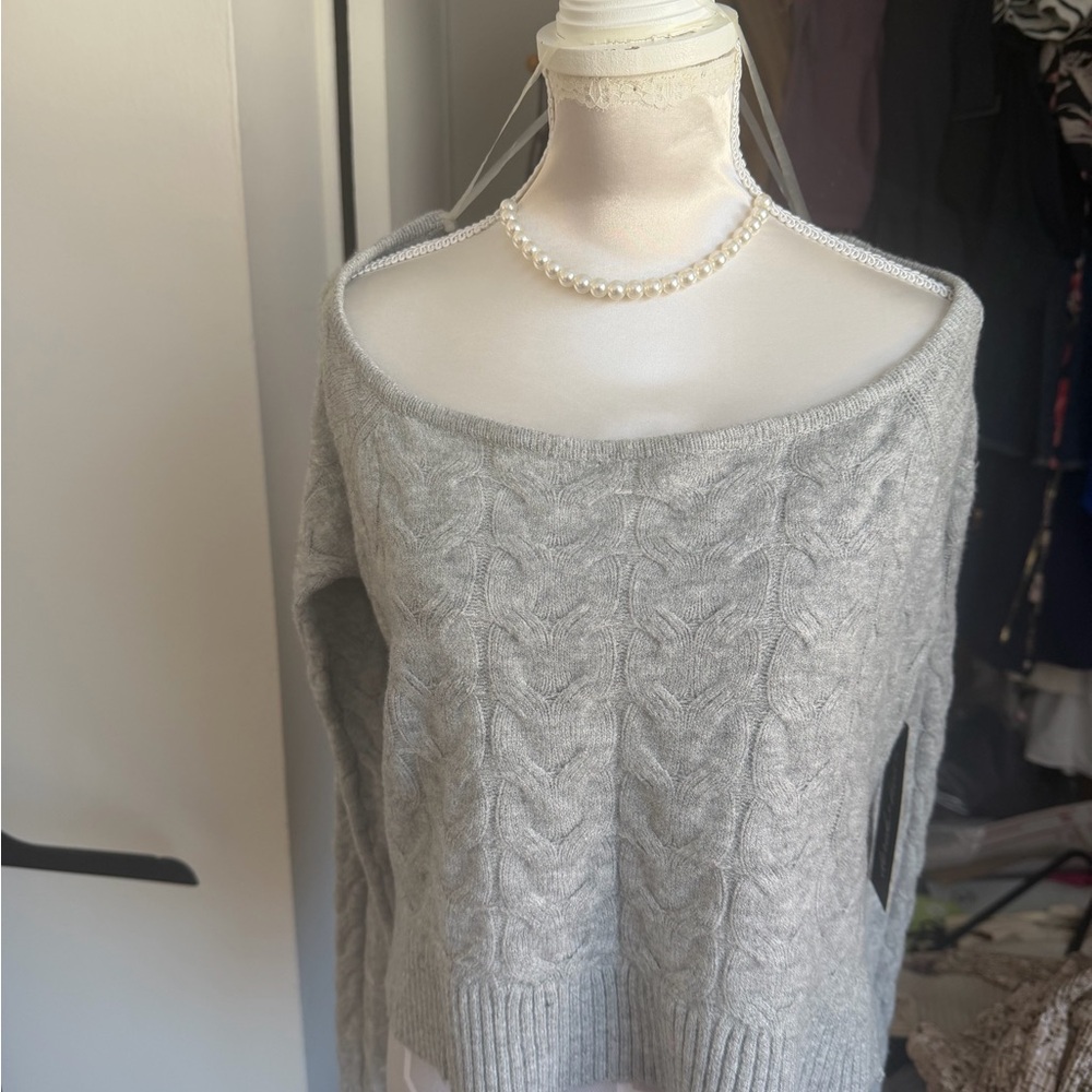 Derek Heart Gray Off-the-Shoulder Sweater